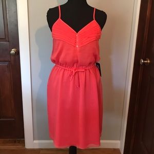 Express Coral/Orange Ruffled Dress NWT!